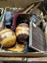 Oriental pot stands and other treen.