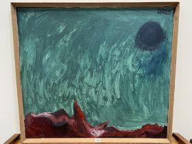 20TH CENTURY SCHOOL. An abstract landscape. Signed 'Bellamy' and dated '64. Oil on board 36" x 40".