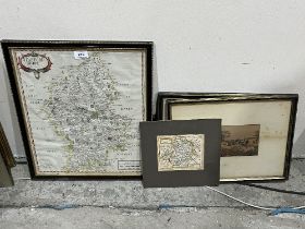 A map of Staffordshire by Robert Morden, a small map of Montgomeryshire and two prints.