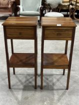 A pair of two tier lamp tables, 31" high