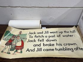 Eight 1940s nursery rhyme posters.