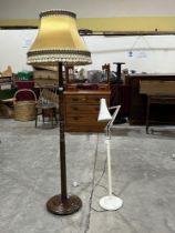 A beechwood lamp standard and an anglepoise lamp.