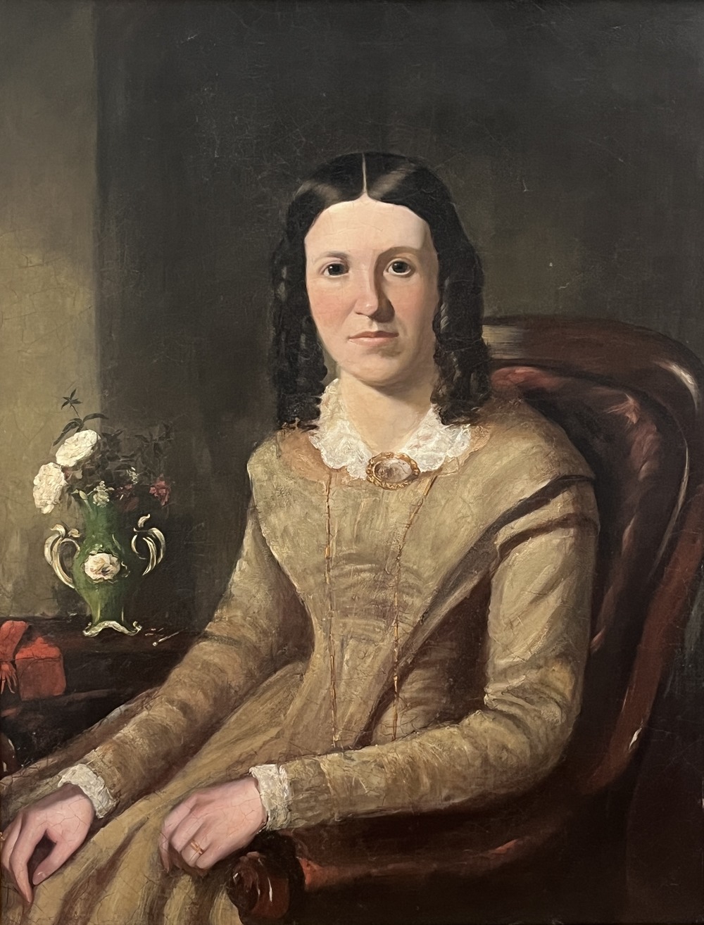 ENGLISH SCHOOL. 19TH CENTURY A portrait of a young lady. Oil on lined canvas 36" x 28" - Image 2 of 2