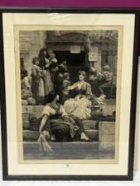 LUKE FILDES. BRITISH 1843-1927 Venetian scene with figures. Signed in pencil. Engraving. 30" x 22"