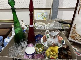 A box of glassware and ceramics.