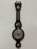 A 19th Century rosewood mercurial wheel barometer signed Manning, Hanover Buildings, Southampton.