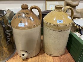 Two stoneware brewing jars, one marked John Cliff & Co, Lambeth.