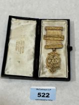 A Morocco cased silver gilt freemasonry jewel.