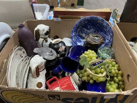 Two boxes of ceramics including Spode.