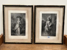 A pair of engravings after Thomas Gainsborough in ebonised and parcel gilt frames. 20" x 13¼".