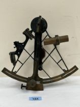 A 7½" radius brass sextant c.1860, signed Harris, London, oxidised brass frame with polished scale