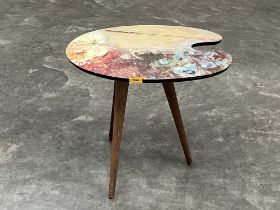 A 1950s style occasional table in the form of an artist's palette.