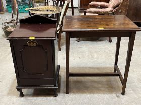 A coal purdonium and an oak side table.