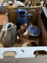 A box of studio pottery.