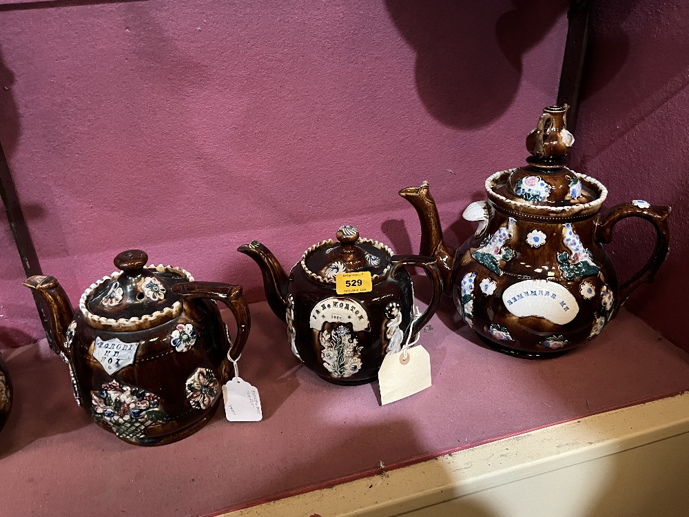 Six 19th Century barge-ware teapots (AF) - Image 2 of 2