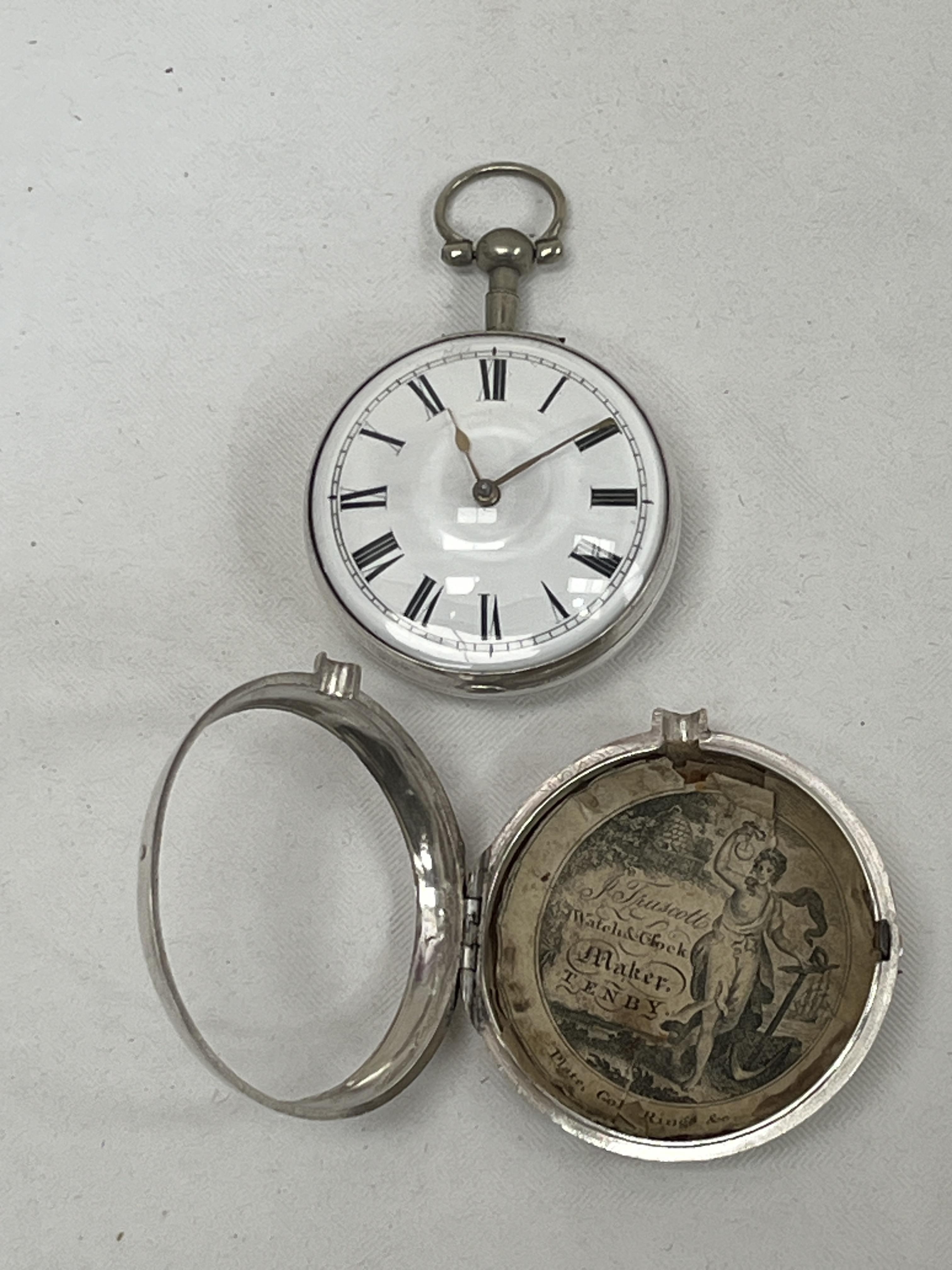 A George III silver pair cased verge watch, the gilded movement signed Wm Morgan, London and - Image 3 of 3