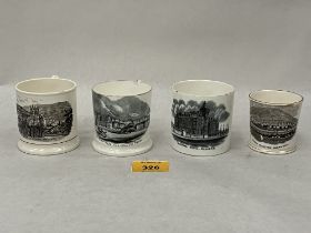 Four small Victorian mugs transfer printed with views of Malvern.