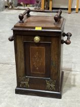 A Victorian mahogany and inlaid coal purdonium