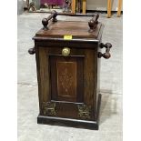 A Victorian mahogany and inlaid coal purdonium