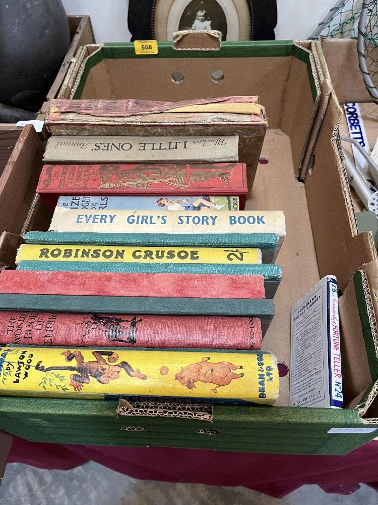 A box of early 20th Century children's books.