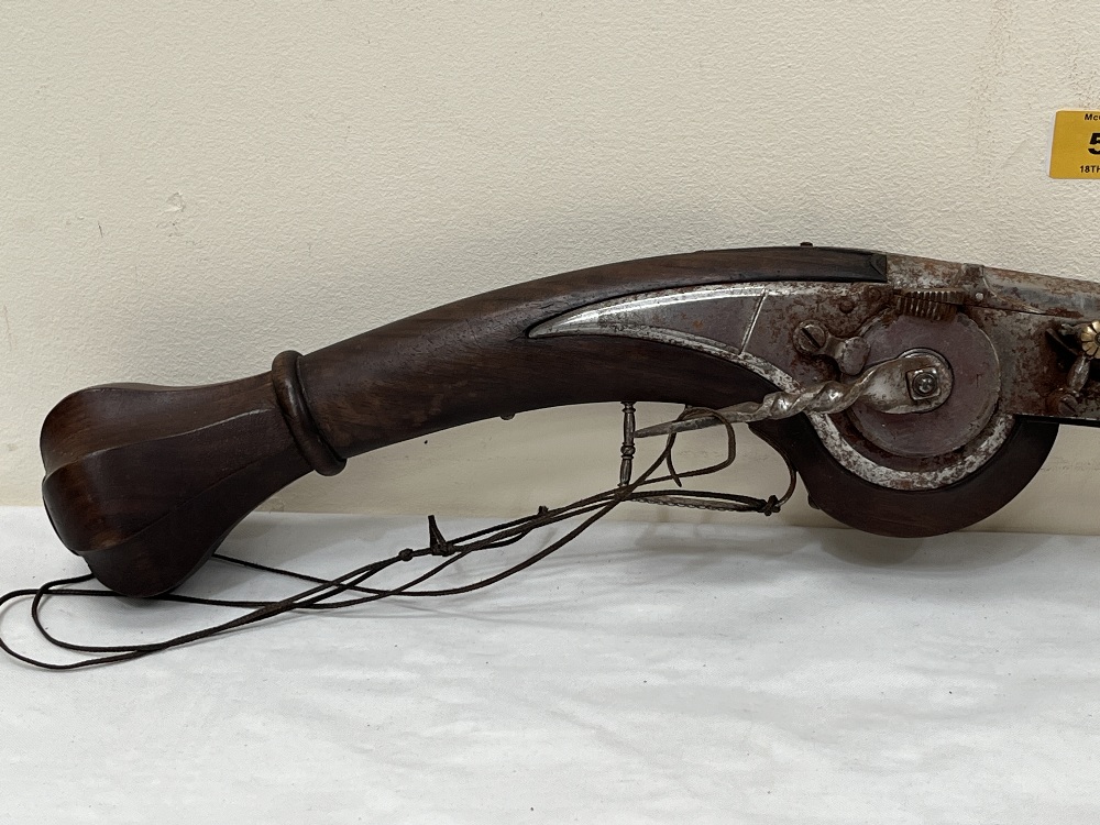 A wheellock musket with walnut stock. 34" long - Image 2 of 3