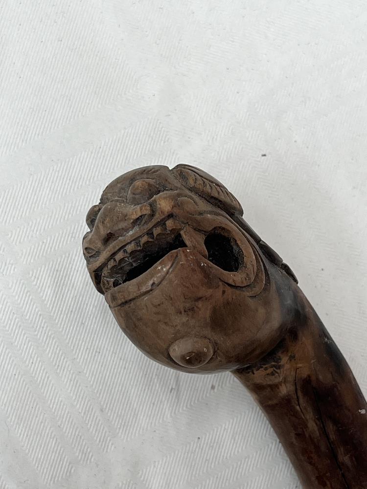 Four 19th Century carved treen walking sticks. - Image 2 of 5