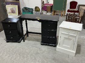 A painted desk and two bedside chests (AF)