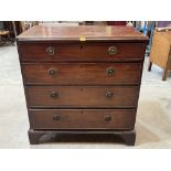 A George III mahogany chest of four long drawers, on bracket feet. 39" wide