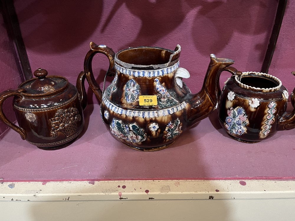 Six 19th Century barge-ware teapots (AF)