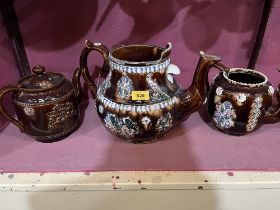 Six 19th Century barge-ware teapots (AF)