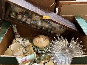 A box of ceramics, glass etc.