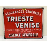 A French enamel sign for Assurances Generales de Trieste Venise. 14½" x 18½"