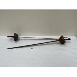 A pair of cup hilt steel swords. 41" long