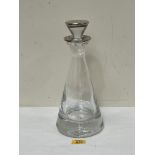 A conical decanter with silver mounted rim and stopper. Birmingham 2007. 12¼" high.