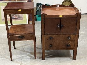 A George III mahogany tray-top commode and a 19th Century mahogany washstand.