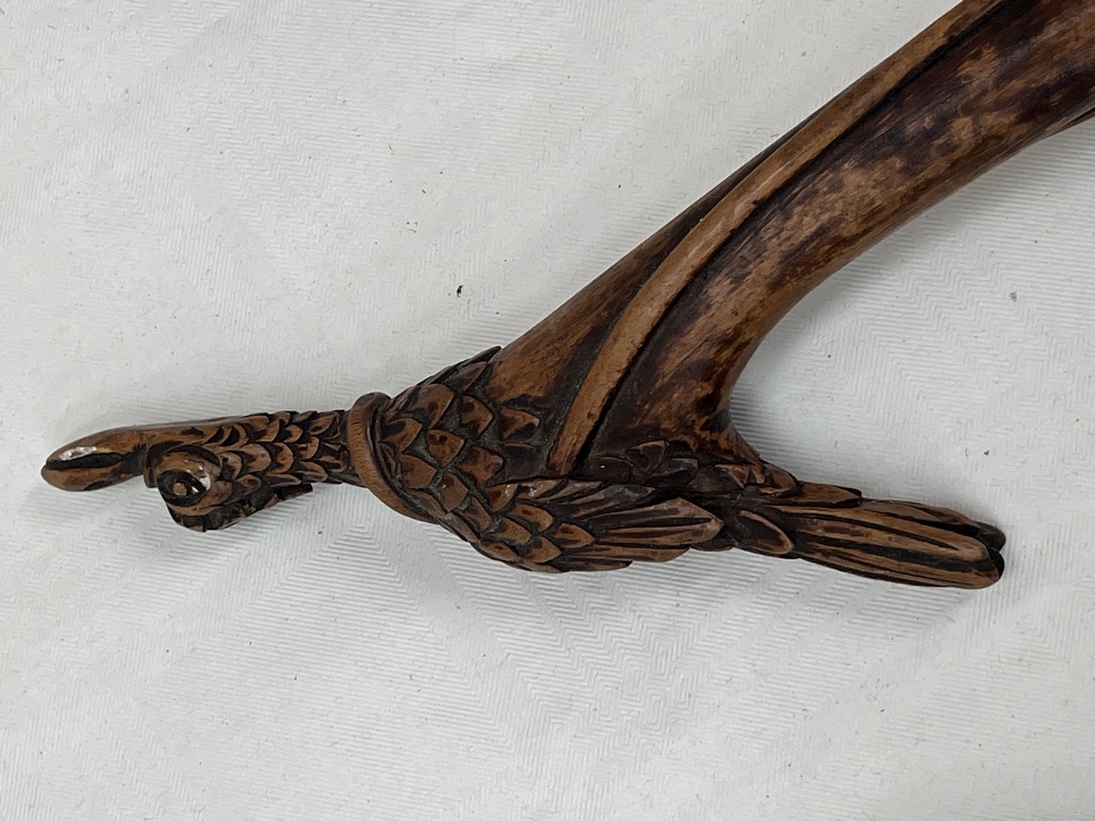 Four 19th Century carved treen walking sticks. - Image 4 of 5