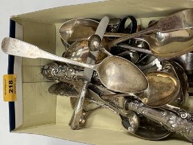 A George III silver serving spoon, Edinburgh 1810; together with a quantity of plated cutlery.