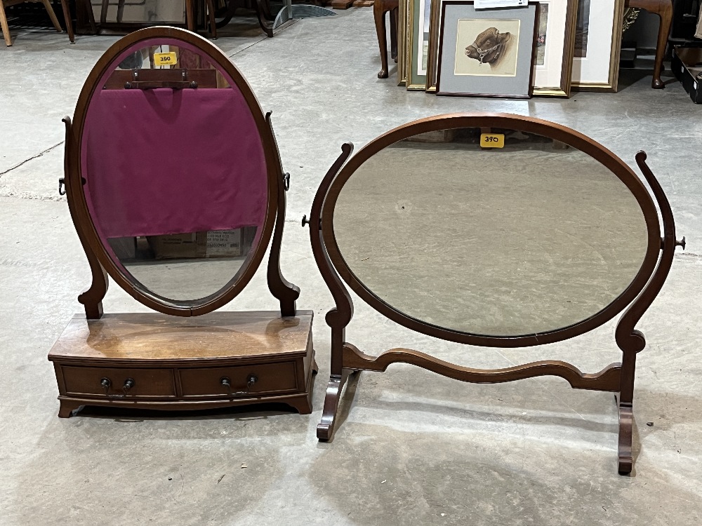 Two 19th Century mahogany dressing table mirrors.