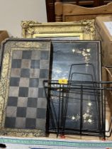 A Chinese chessboard, a gilt framed mirror etc.