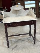 A Victorian decorated pine washstand with frieze drawer. 33" wide.