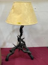 An early 20th Century antler horn table lamp. 20½" high excluding fitting.