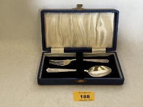 A George VI silver spoon and fork. Birmingham 1947. Cased. 1oz 4dwts