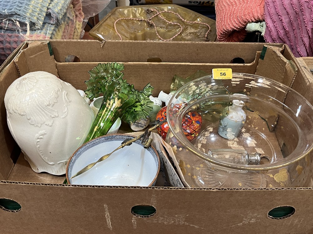 Two boxes of ceramics and glassware.