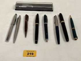 A collection of pens, the lot to include four with 14K nibs viz. Conway Stewart (x2); a Parker and a