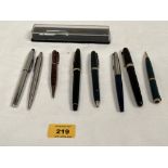 A collection of pens, the lot to include four with 14K nibs viz. Conway Stewart (x2); a Parker and a