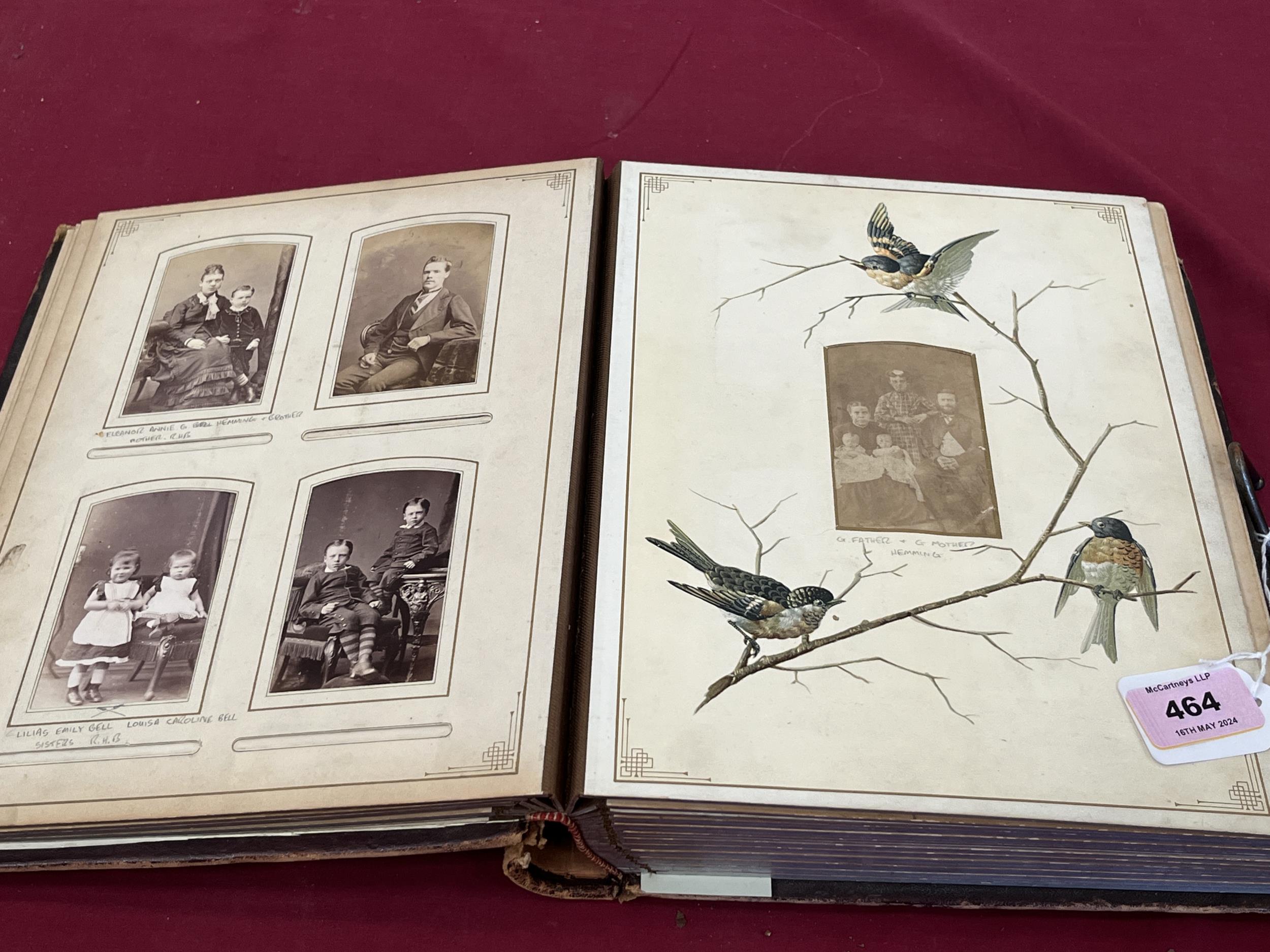A Victorian leather bound photograph album, 11½" high. - Image 2 of 2