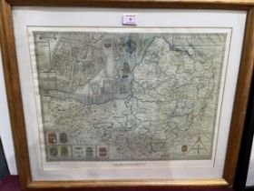 A facsimile map of Somerset after John Speede. 16" x 21".