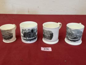 Four small Victorian mugs transfer printed with views of Malvern.