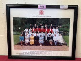 A framed photograph Officials and Staff, Clarence House - July 1998.