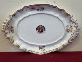 A 19th Century Davenport armorial oval dish. 18" wide.